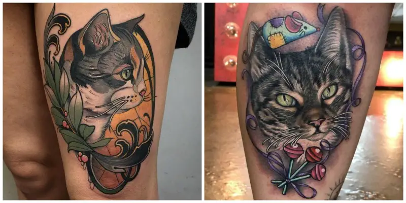 American Traditional Cat Tattoo  Traditional tattoo animals Tattoos Neo traditional  tattoo