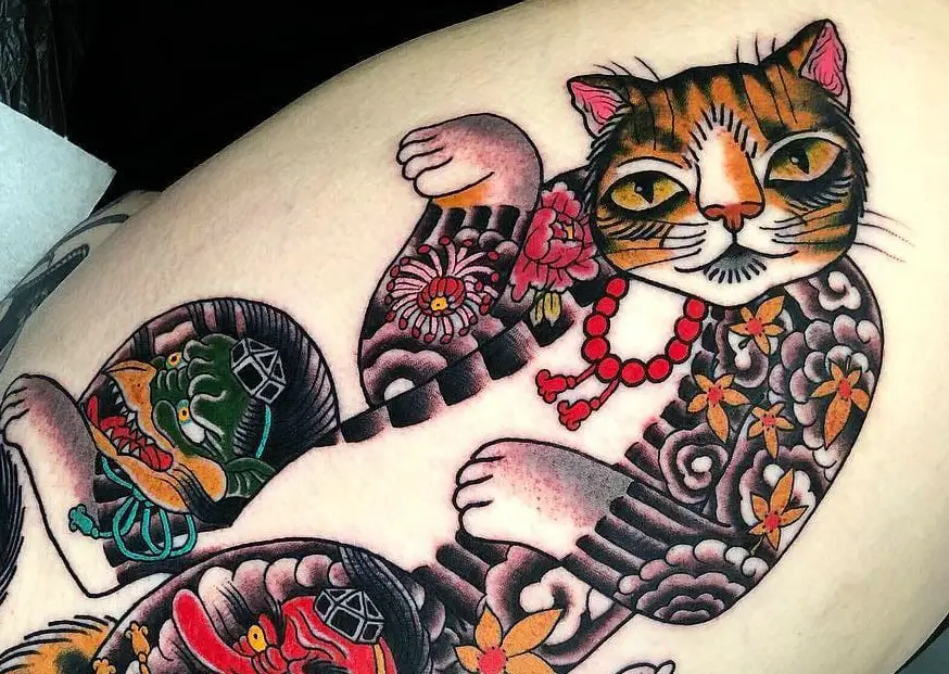 Young Woong Hans Lively Neo Traditional Style Cat Tattoos  Tattoodo