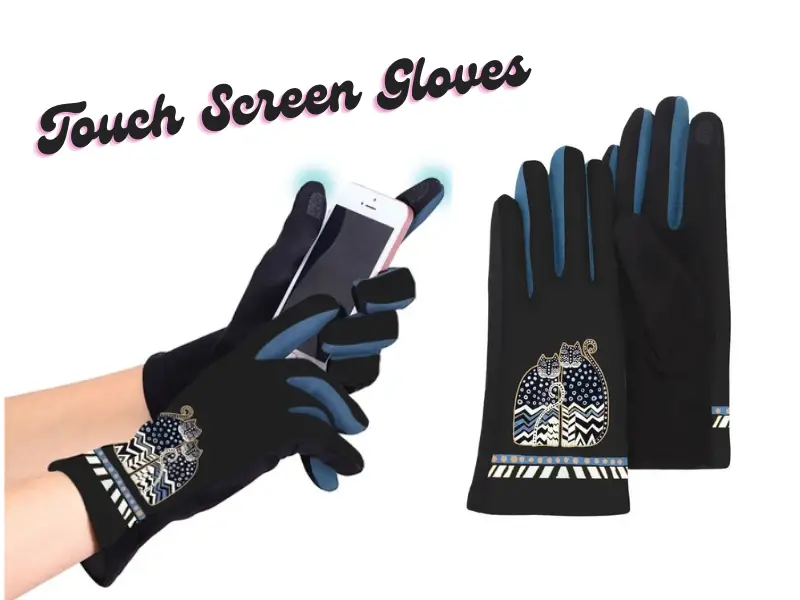 Polka Dot Gatos Touch Screen Gloves Collage